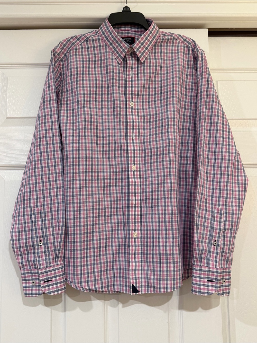 UNTUCKit Men’s Plaid Button-Down wrinkle-free slim-fit Shirt. Pink & Blue Size L
